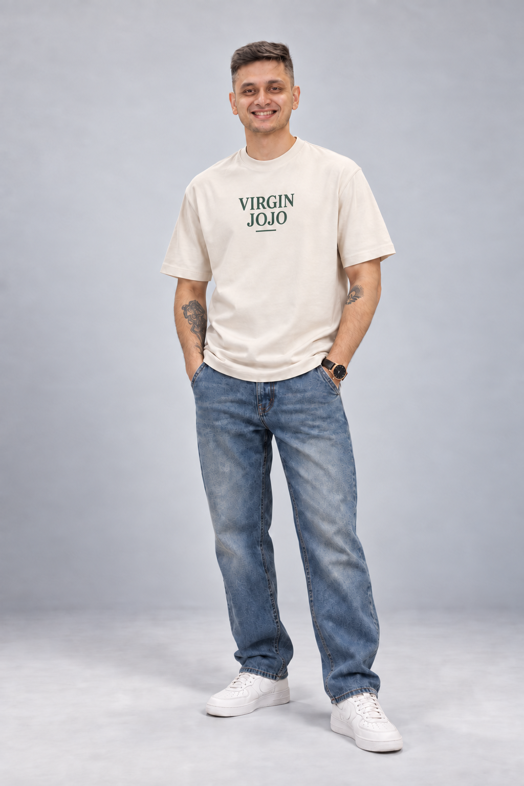 Virgin Jojo branded cream T-shirt